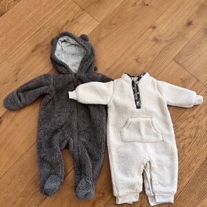 Carter's Plush Sherpa One-Pieces in Gray & Cream